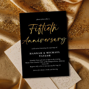 Invitation Élégant 50e anniversaire de Mariage Gold