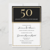 Invitation Élégant 50e anniversaire de Mariage Gold & Black (Devant)