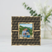 Invitation Élégant 50e anniversaire de mariage noir et or (Debout devant)