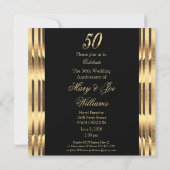 Invitation Élégant 50e anniversaire de mariage noir et or (Dos)