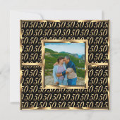 Invitation Élégant 50e anniversaire de mariage noir et or (Devant)