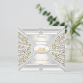 Invitation Élégant 50e anniversaire de mariage or blanc (Debout devant)