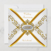 Invitation Élégant 50e Anniversaire de Mariage Or Blanc 2 (Devant)