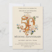 Invitation Élégant 50e anniversaire de Mariage or et blanc (Devant)