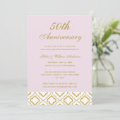 Invitation Élégant 50e anniversaire de mariage or et rose (Debout devant)