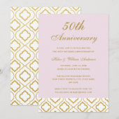 Invitation Élégant 50e anniversaire de mariage or et rose (Devant / Derrière)
