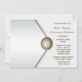 Invitation Élégant 50e anniversaire de Mariage Pearl Gold (Dos)