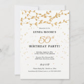 Invitation Élégant 50e anniversaire Feuilles d'or (Devant)