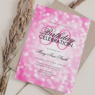 Invitation Élégant 50e anniversaire Glam Hot rose Shimmer Lum
