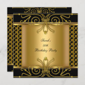 Invitation Elégant 50e anniversaire Gold Black Art Déco (Devant / Derrière)