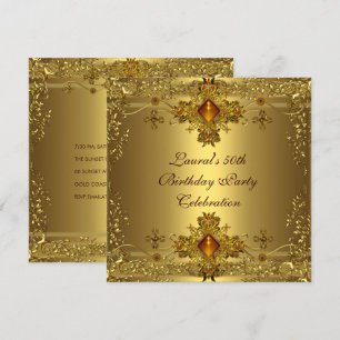 Invitation Elégant 50e Anniversaire Gold Lace Gold Jewel