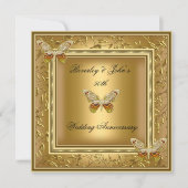 Invitation Élégant 50e anniversaire Mariage Gold Damask (Devant)