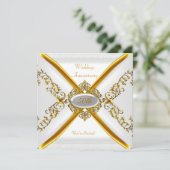 Invitation Élégant 50e anniversaire Mariage Or blanc 2 (Debout devant)