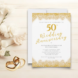 Invitation Élégant 50e anniversaire Mariage Parties scintilla
