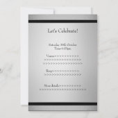 Invitation Elégant 50e anniversaire masculin photo noir d'arg (Dos)