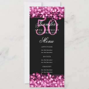 Invitation Élégant 50e anniversaire Menu Fête Lumières Hot ro
