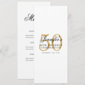Invitation Elégant 50e Anniversaire Menu Gold (Devant / Derrière)