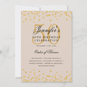Invitation Élégant 50e Anniversaire Menu Gold Champagne