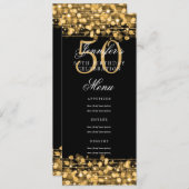 Invitation Elégant 50e Anniversaire Menu Gold Lights (Devant / Derrière)