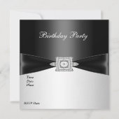 Invitation Élégant 50e anniversaire noir blanc diamant (Dos)