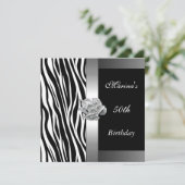 Invitation Elégant 50e anniversaire Noir Blanc Silver Zebra (Debout devant)