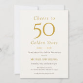 Invitation Élégant 50e Anniversaire Or Minimal Classique (Devant)