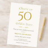 Invitation Élégant 50e Anniversaire Or Minimal Classique