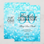 Invitation Élégant 50e anniversaire Parties scintillant turqu (Devant / Derrière)