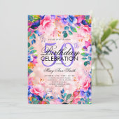 Invitation Elégant 50e anniversaire Rose or arc-en-ciel Flora (Debout devant)