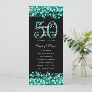 Invitation Élégant 50e Anniversaire Turquoise Merci