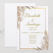 Invitation Élégant 50e Mariage Bohème Espagnol (Devant / Derrière)