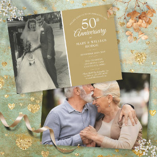 Invitation Élégant 50ème anniversaire de mariage doré 2 Photo