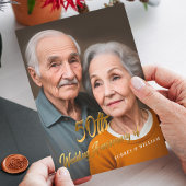 Invitation Élégant 50ème anniversaire de Mariage : Script Gol