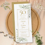 Invitation Elégant 50ème Anniversaire Or Aquarelle Verdure<br><div class="desc">Doté d'une délicate aquarelle et d'une verdure de jardin de campagne,  cette invitation à l'anniversaire chic peut être personnalisée avec vos informations spéciales de célébration de 50 ans,  avec un arrière - plan d'or à l'envers. Conçu par Thisisnotme©</div>