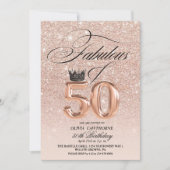Invitation Elégant 50ème et fabuleux anniversaire Rose Gold P (Devant)