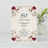 Invitation Elegant 50th Wedding Anniversary Floral Celebratio (Debout devant)