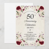 Invitation Elegant 50th Wedding Anniversary Floral Celebratio (Devant / Derrière)
