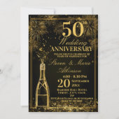 Invitation Elegant 50th Wedding Anniversary Gold Bottle Fizz (Devant)