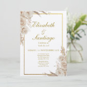 Invitation Elegant 50th Wedding Boho Spanish (Debout devant)