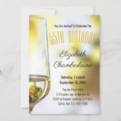 Invitation Élégant 55e anniversaire blanc Verre de vin person (Devant)