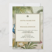 Invitation Élégant 5x7 Photo Tropical Peacock Mariage (Devant)