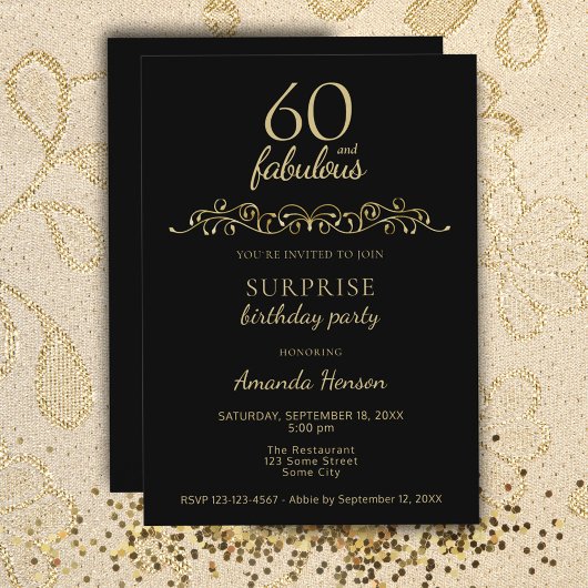 Invitation Élégant 60 et fabuleux ornement 60e anniversaire