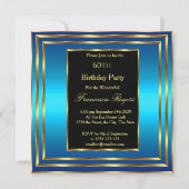 Invitation Élégant 60e anniversaire Blue Ocean Gold Invitatio (Devant)