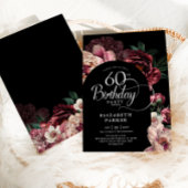 Invitation Élégant 60e anniversaire Bourgogne Pies Roses