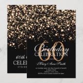 Invitation Élégant 60e anniversaire de fête Gold Midnight Gla (Devant / Derrière)