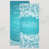 Invitation Élégant 60e anniversaire de fête Star Sparkle Blue (Devant / Derrière)