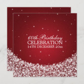 Invitation Élégant 60e anniversaire de fête Star Sparkle Red (Devant / Derrière)