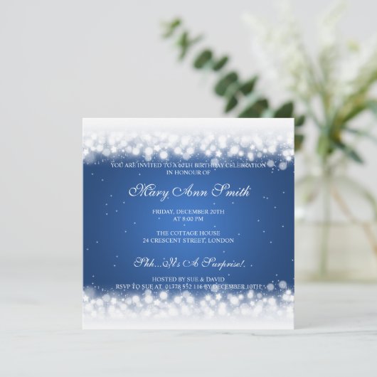 Invitation Élégant 60e anniversaire de la fête Magic Sparkle  (Debout devant)