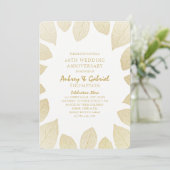 Invitation Élégant 60e Anniversaire de Mariage Feuilles Dorée (Debout devant)