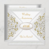 Invitation Élégant 60e anniversaire de mariage or blanc (Devant / Derrière)